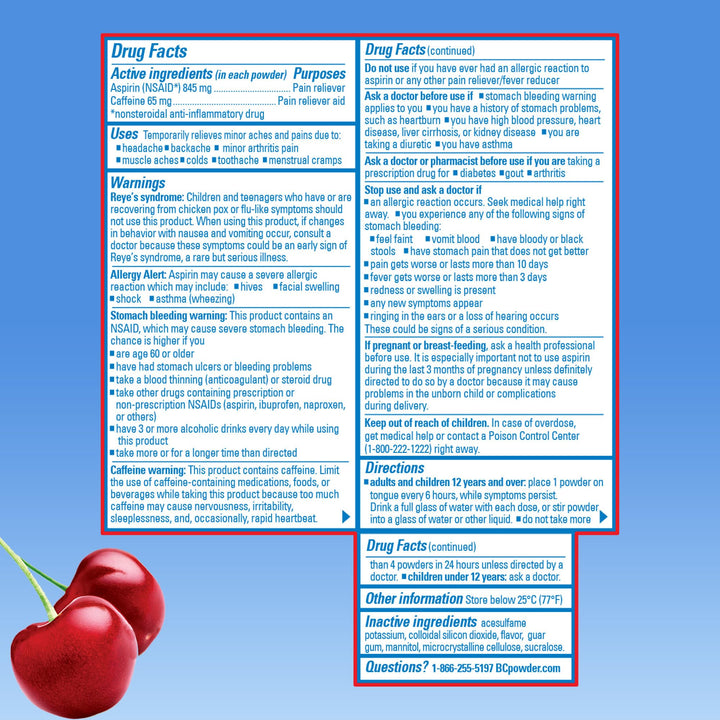 BC Pain Relief Powder, Cherry, 24 Count