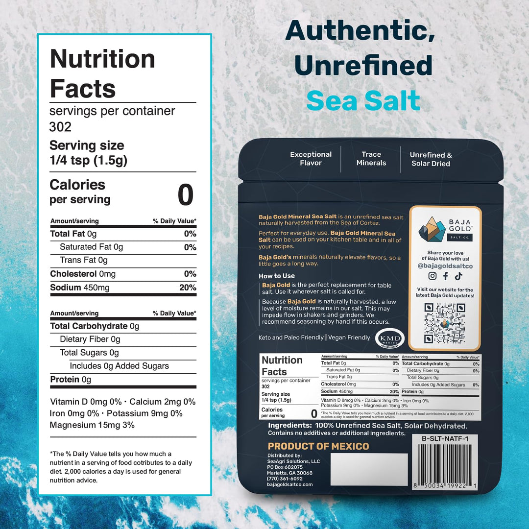 Baja Gold Signature Mineral Sea Salt, Natural Grain, 1 lb