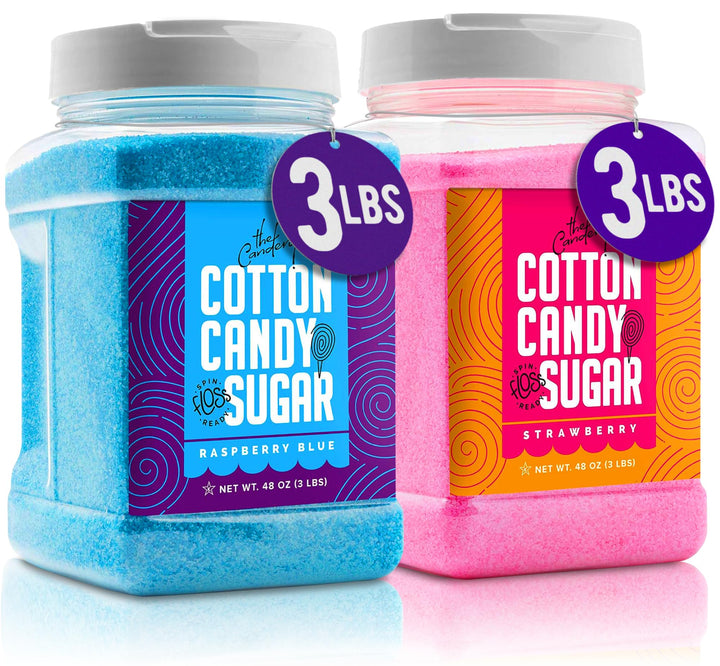 The Candery Cotton Candy Floss Sugar, Raspberry Blue and Strawberry, 3 lb