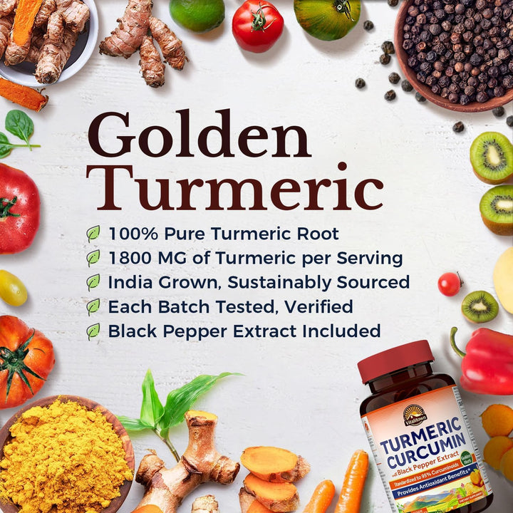 VITALITOWN Turmeric Curcumin With Black Pepper Extract