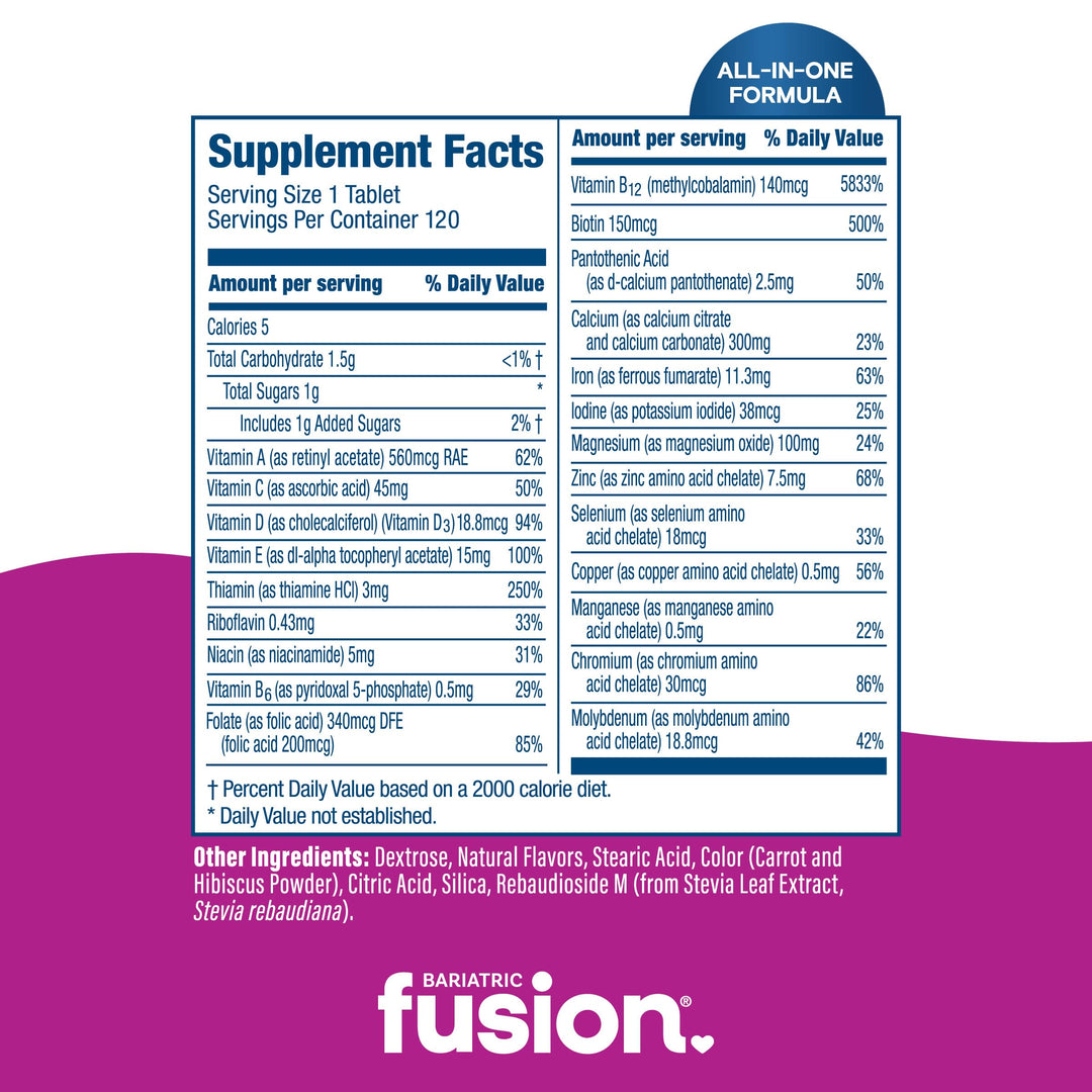 Bariatric Fusion Complete Chewable Bariatric Multivitamin, Mixed Berry, 120 Count