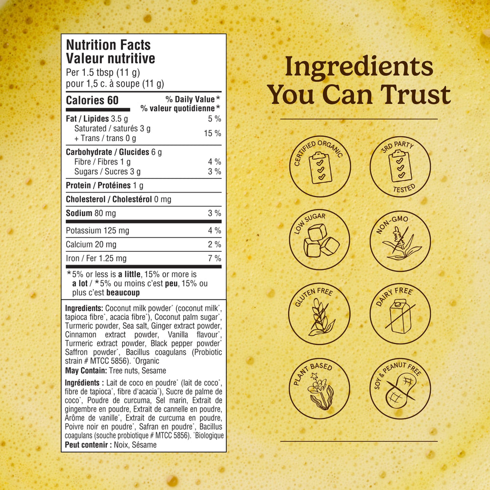 Organic Traditions Turmeric Golden Milk Latte Powder, Coconut Milk, 5.3 oz