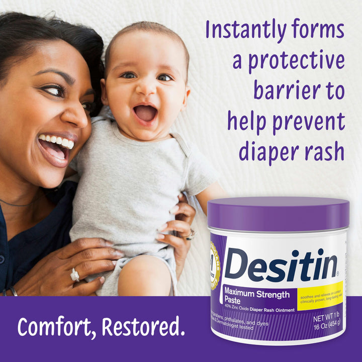Desitin Maximum Strength Diaper Rash Cream, 40% Zinc Oxide, 16 oz