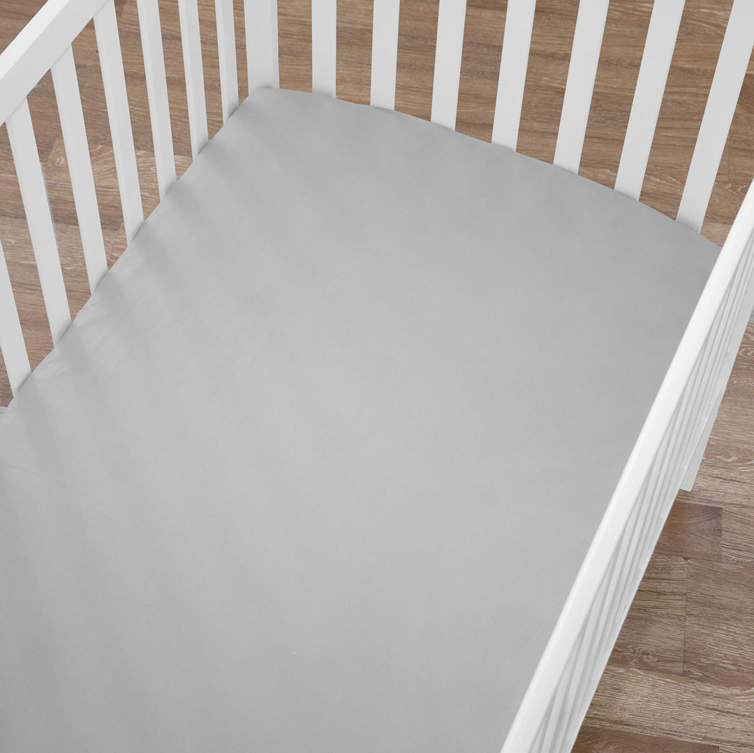 TL Care Cotton Fitted Mini Crib Sheet, Gray, 38 in x 24 in
