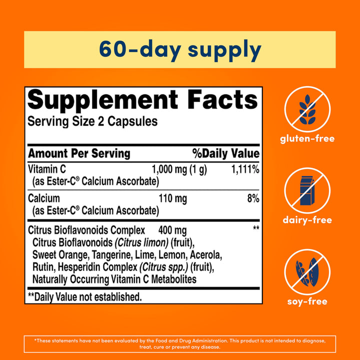 American Health Ester-C With Citrus Bioflavonoids Capsules, 500 mg, 120 Count