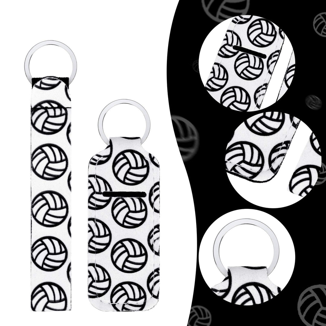 Patelai Volleyball Lipstick Holder Keychain Set, White, 20 Count