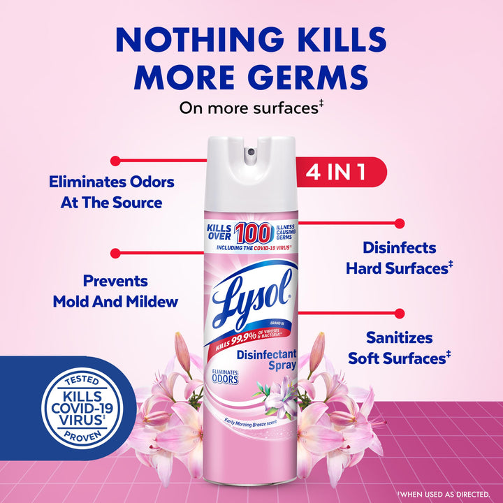 Lysol Disinfectant Spray, Early Morning Breeze, 19 fl oz, Pack of 2