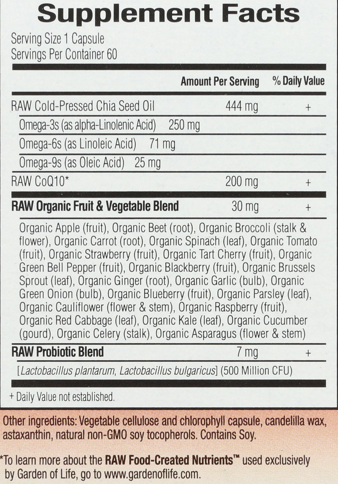 Garden of Life Raw CoQ10, 60 Count