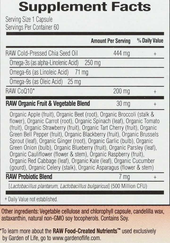 Garden of Life Raw CoQ10, 60 Count