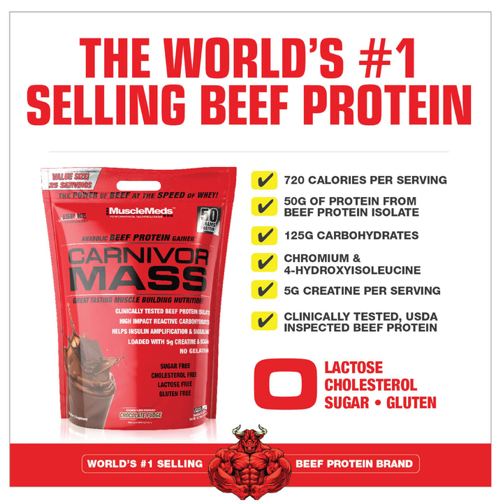 MuscleMeds Carnivor Mass, Chocolate Fudge, 10.4 lb