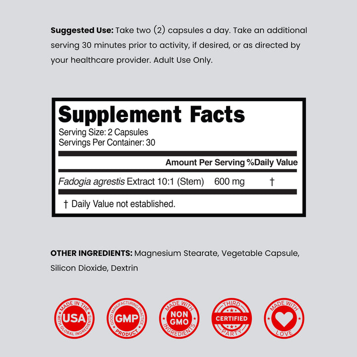 DORADO NUTRITION Fadogia Agrestis Extract Capsules, 600 mg