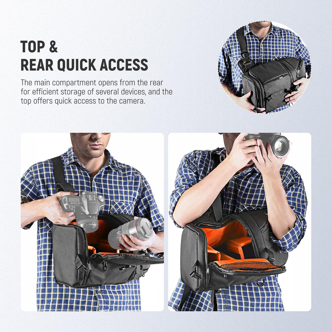 NEEWER Camera Sling Backpack, Orange Interior