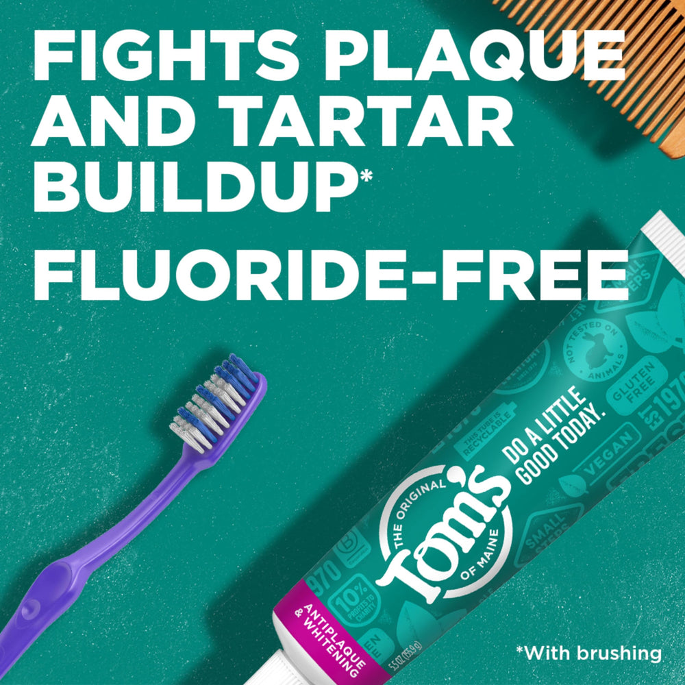 Tom's of Maine Antiplaque & Whitening Fluoride-Free Toothpaste, Peppermint, 5.5 oz