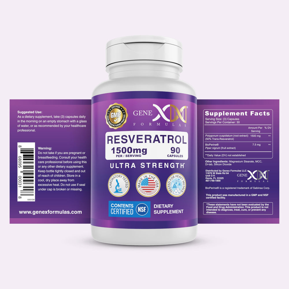 Genex Formulas Resveratrol Supplement, 1500 mg, 90 Count