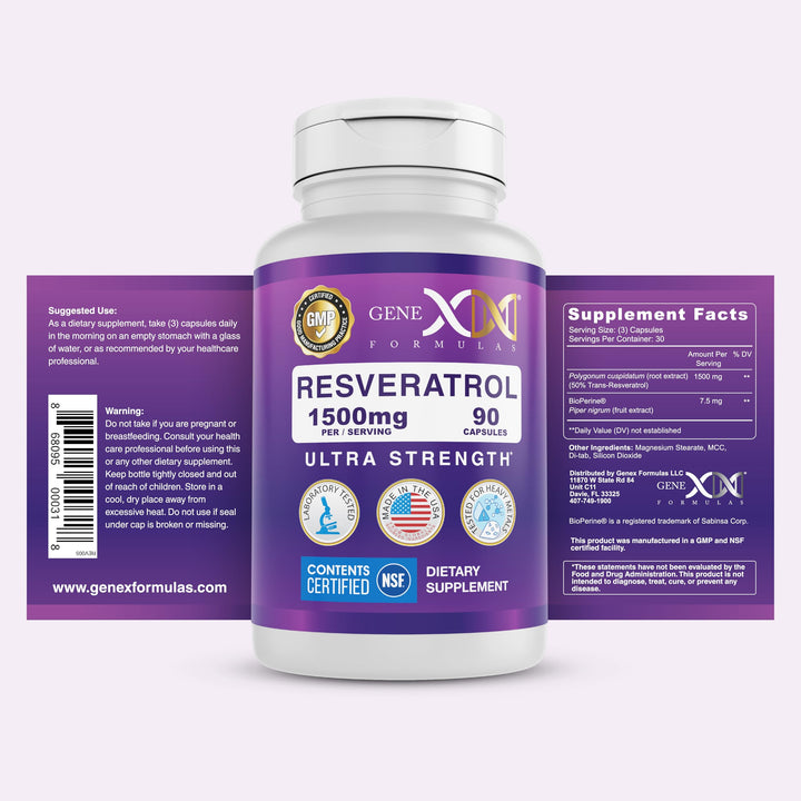 Genex Formulas Resveratrol Supplement, 1500 mg, 90 Count