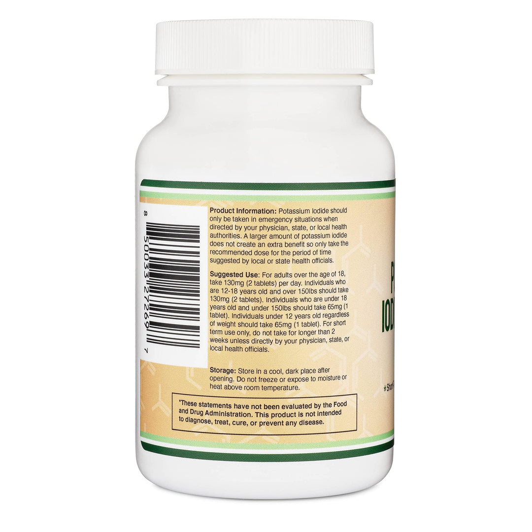 Double Wood Supplements Potassium Iodide Tablets, 130 mg, 180 Count