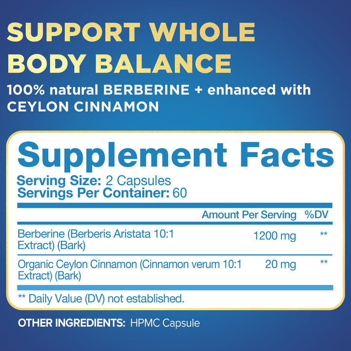 Nutrivein Berberine HCL Supplement, 1200 mg, 120 Count