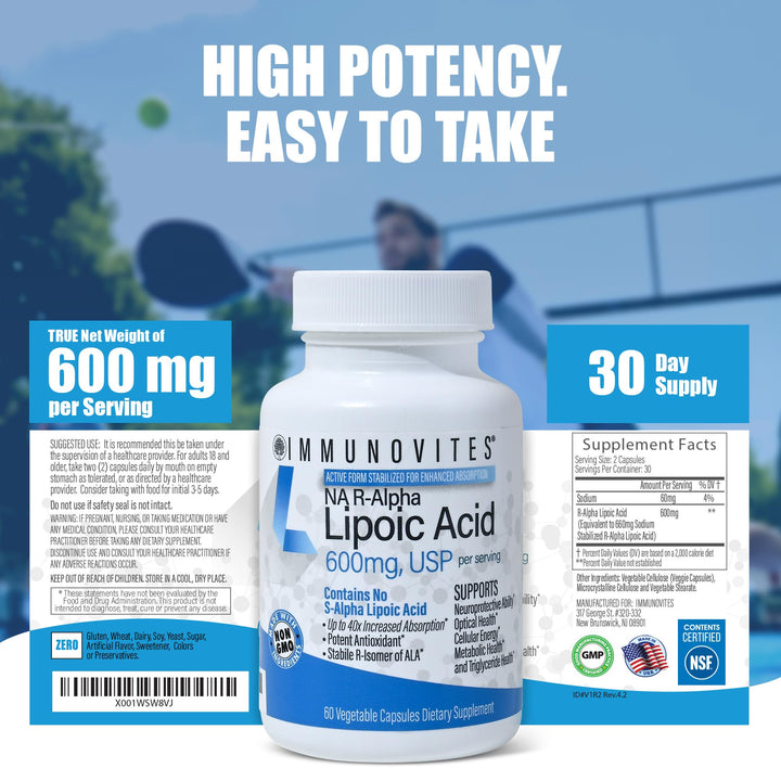 IMMUNOVITES R-Alpha Lipoic Acid 600 mg, 1 Bottle