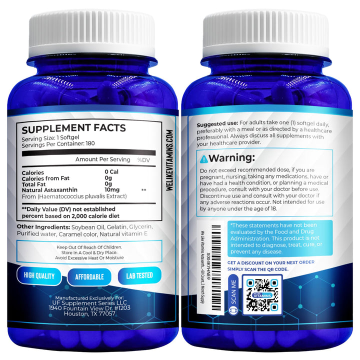 We Like Vitamins Astaxanthin 8 mg Capsules, 180 Count