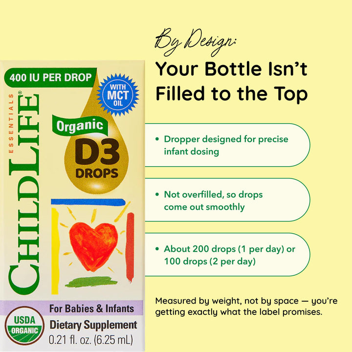 ChildLife Essentials Organic Infant Vitamin D3 Drops, 0.21 fl oz