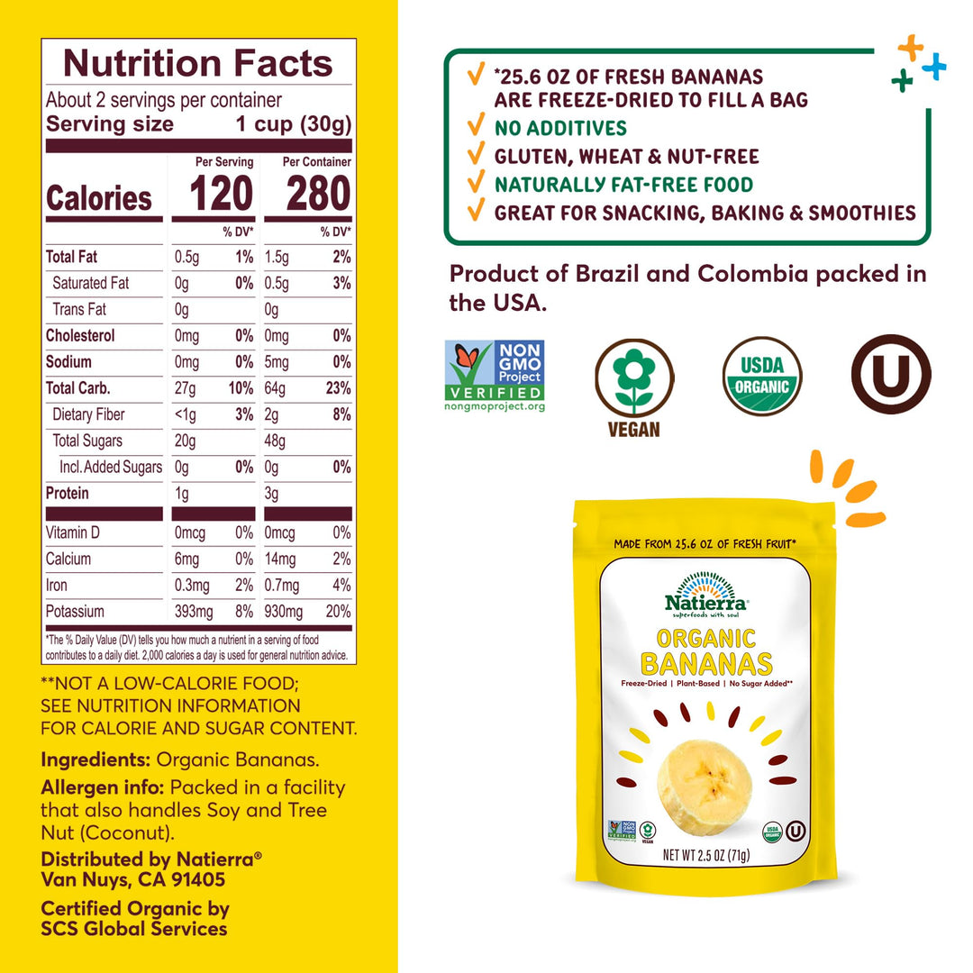 Natierra Organic Freeze-Dried Bananas, 2.5 oz