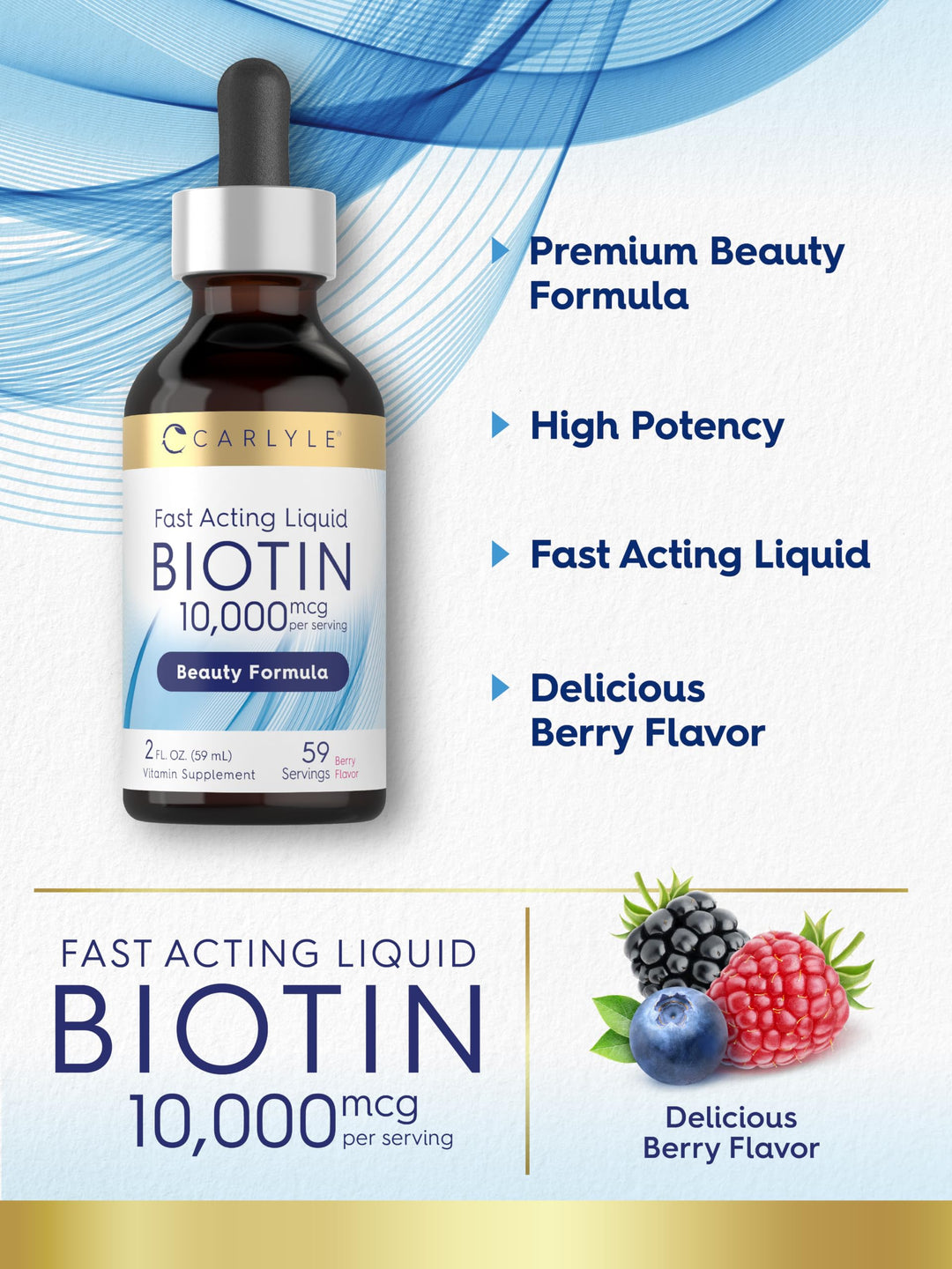 Carlyle Liquid Biotin, 10000 mcg, 60 ml