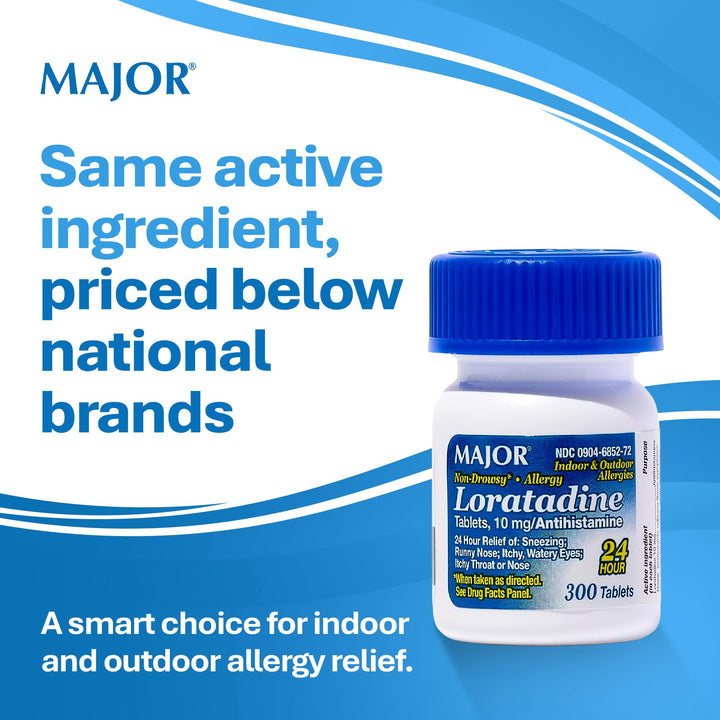 MAJOR Allergy Loratadine Tablets, 10 mg, 300 Count