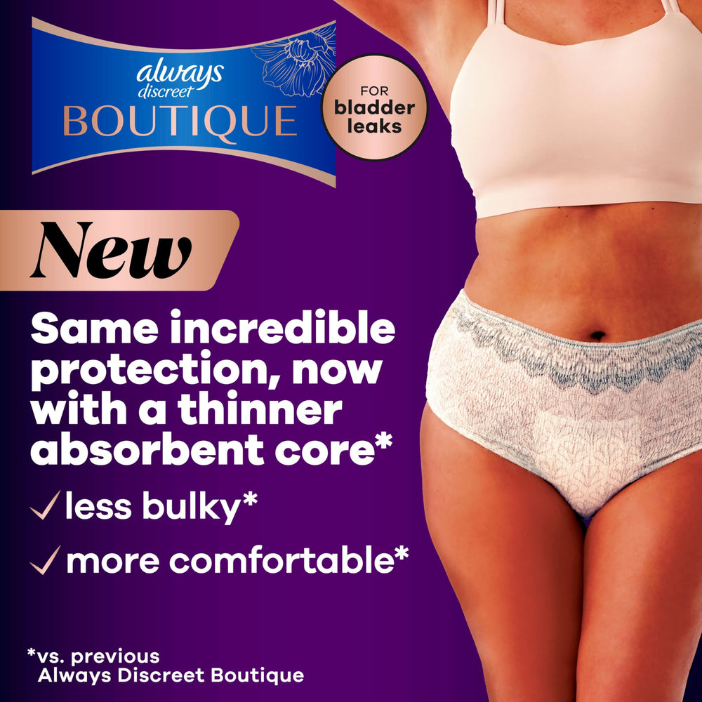 Always Discreet Boutique Incontinence Postpartum Underwear, Rosy, Small/Medium, 20 Count