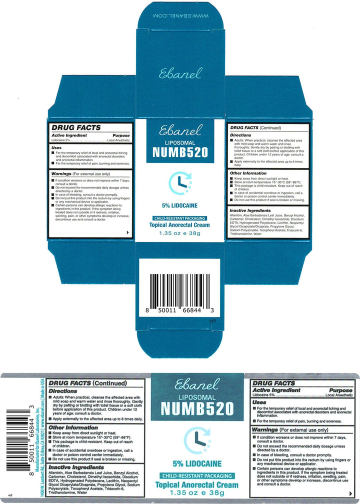 Ebanel 5% Lidocaine Topical Numbing Cream, 1.35 oz