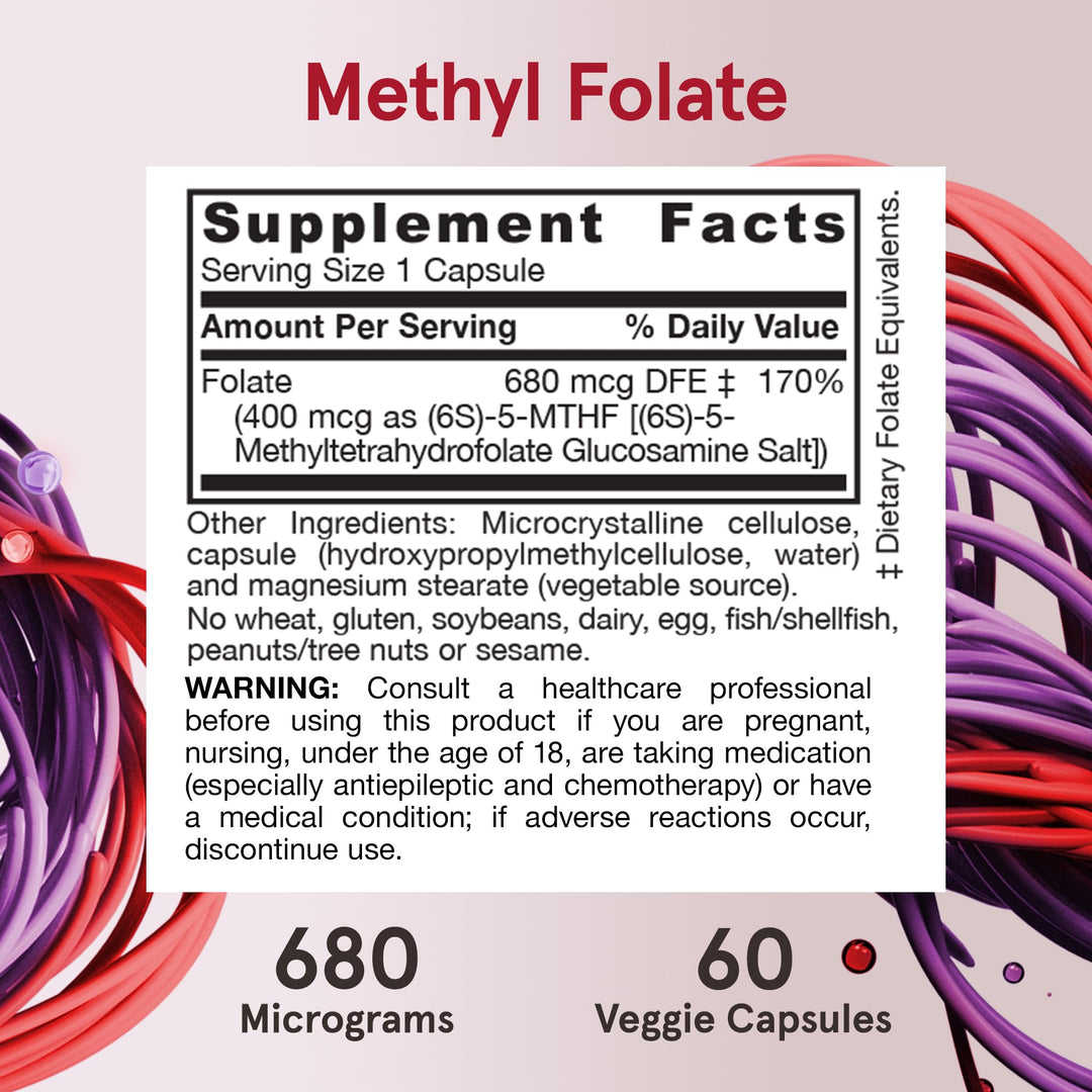 Jarrow Formulas Extra Strength Methyl Folate, 400 mcg, 60 Count