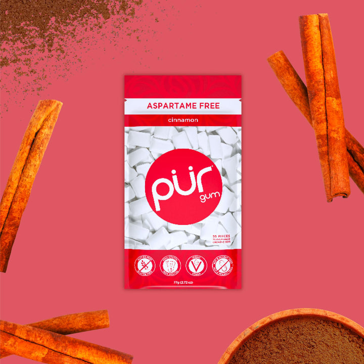 PUR Sugar Free Chewing Gum, Natural Cinnamon, 55 Count