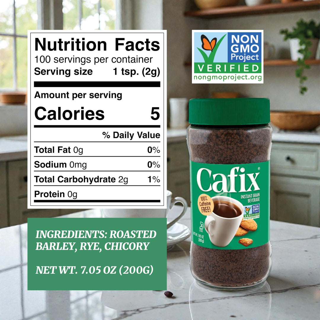 Cafix Instant Chicory Coffee Substitute, Caffeine Free, 7.05 oz