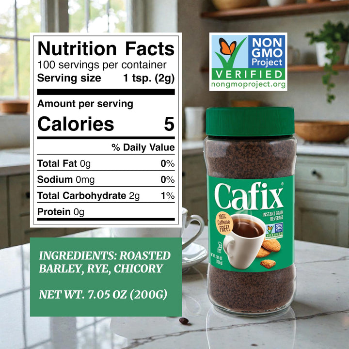 Cafix Instant Chicory Coffee Substitute, Caffeine Free, 7.05 oz
