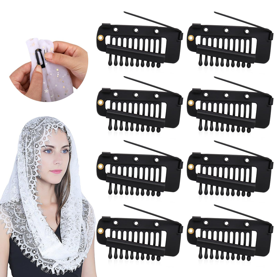 Vodolo Hair Clips, Black, 8 Count