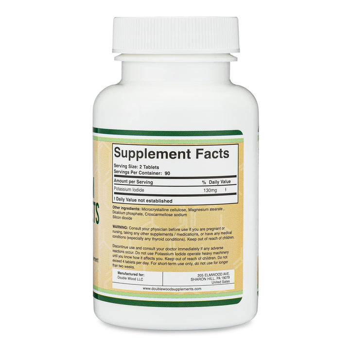 Double Wood Supplements Potassium Iodide Tablets, 130 mg, 180 Count