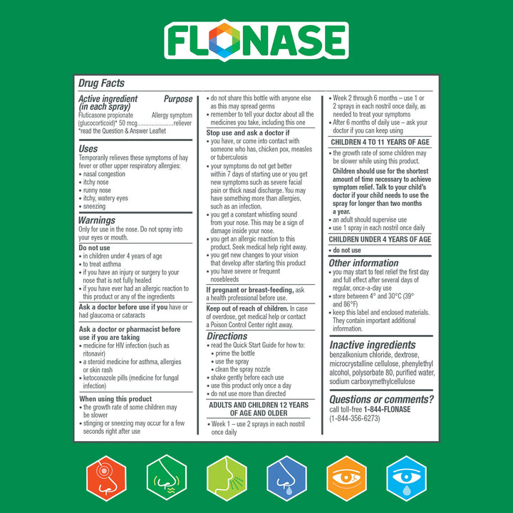 Flonase Allergy Relief Nasal Spray, 72 Sprays, 0.38 fl oz
