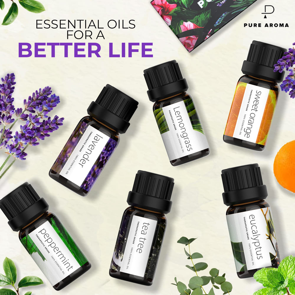Pure Aroma Essential Oil Set, 6 Count, 10 ml