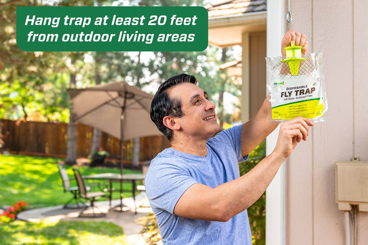 RESCUE! Outdoor Disposable Fly Trap, Hanging Fly Catcher with Attractant Bait
