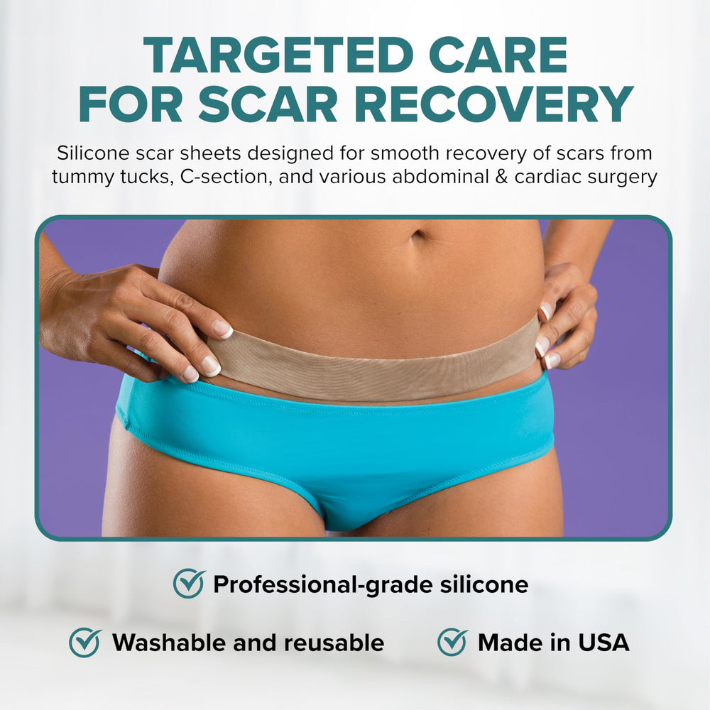 Epi-Derm Long Silicone Scar Sheets, Natural, 1 Pair