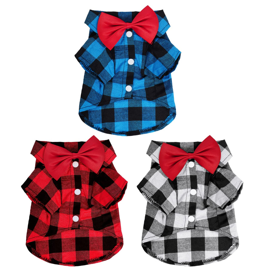 Tongcloud Plaid Dog and Cat Shirt, 3 Count