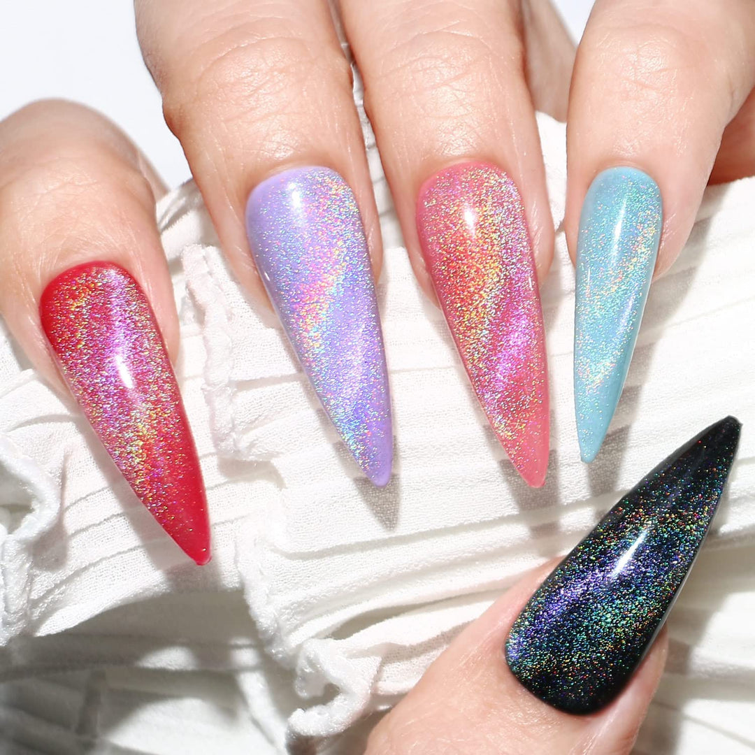Major Dijit Shiny Cat Eye Gel Nail Polish, Laser Rainbow, 15 ml