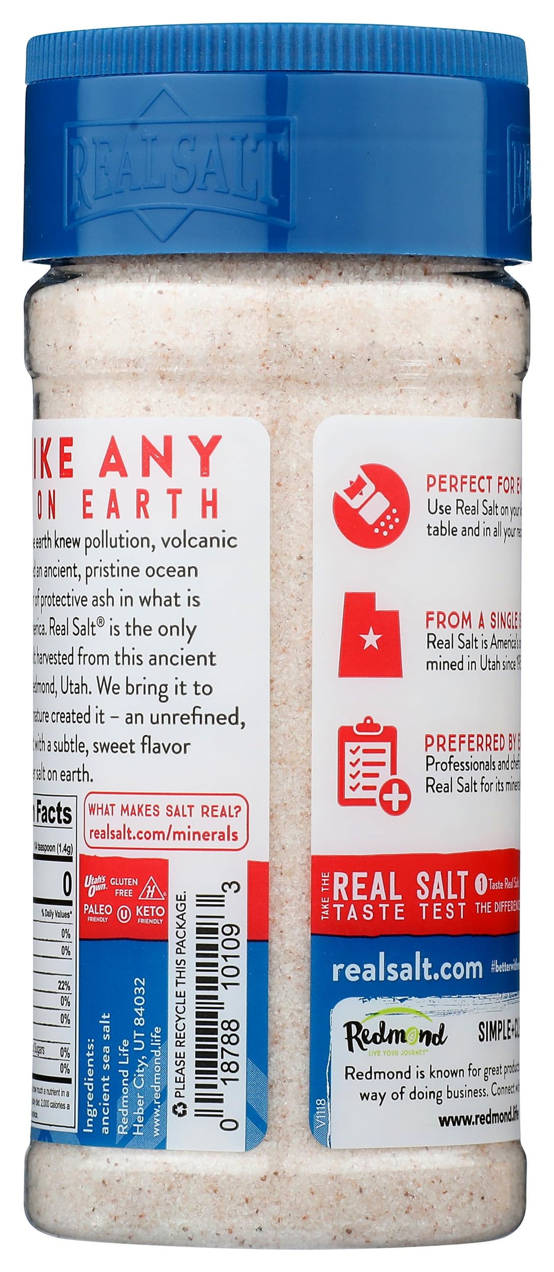 REDMOND Real Salt Natural Unrefined Fine Sea Salt, 10 oz Shaker