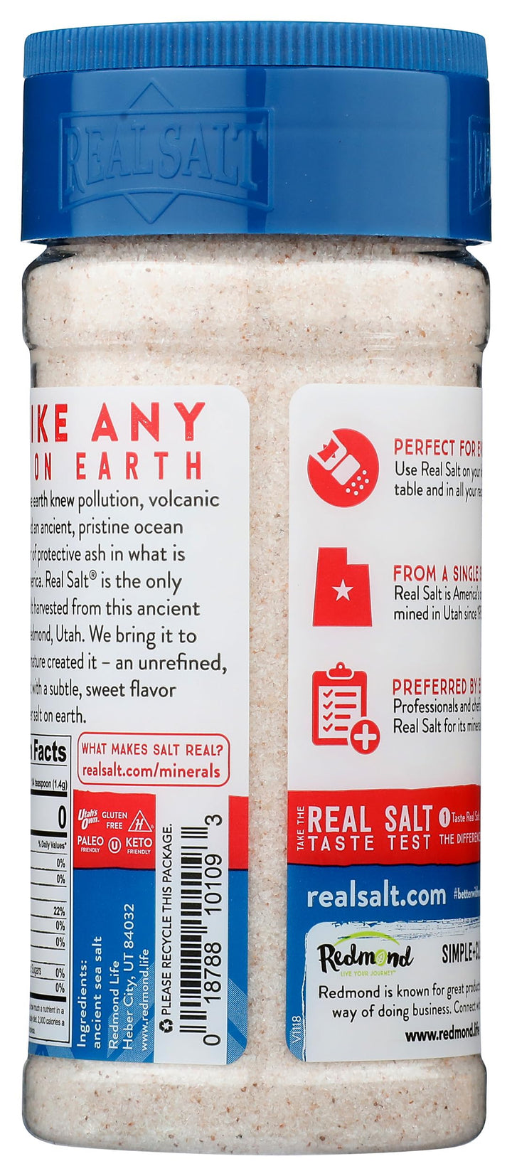 REDMOND Real Salt Natural Unrefined Fine Sea Salt, 10 oz Shaker