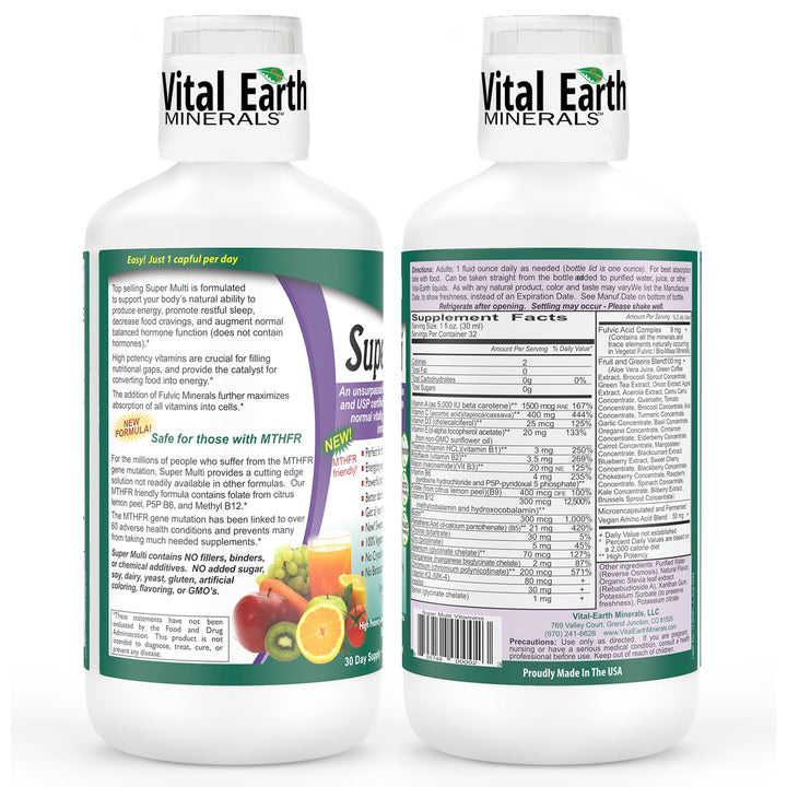 Vital Earth Minerals Super Multi Liquid Vitamins, 32 fl oz