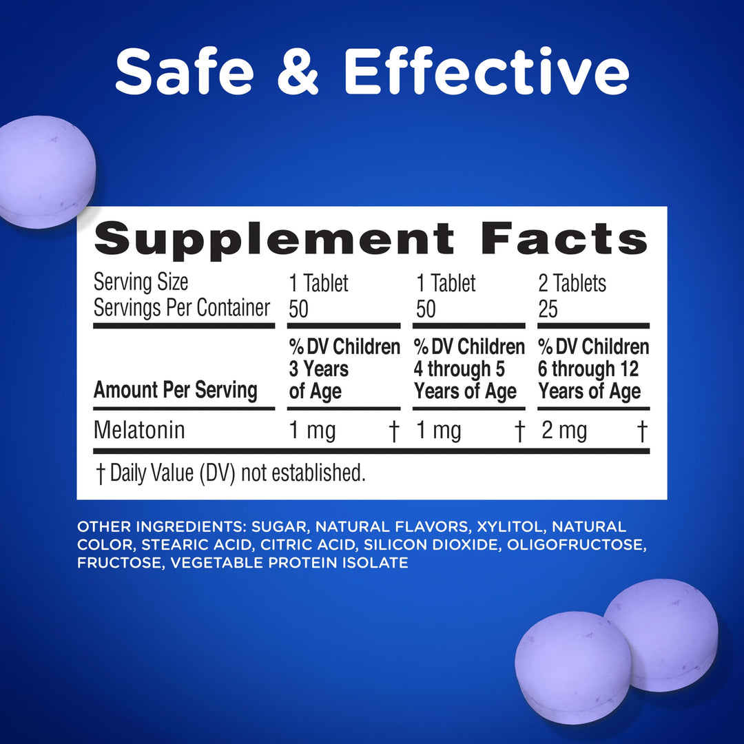 Zarbee's Children's Sleep with Melatonin Supplement, Natural Grape Flavor, 50 Count