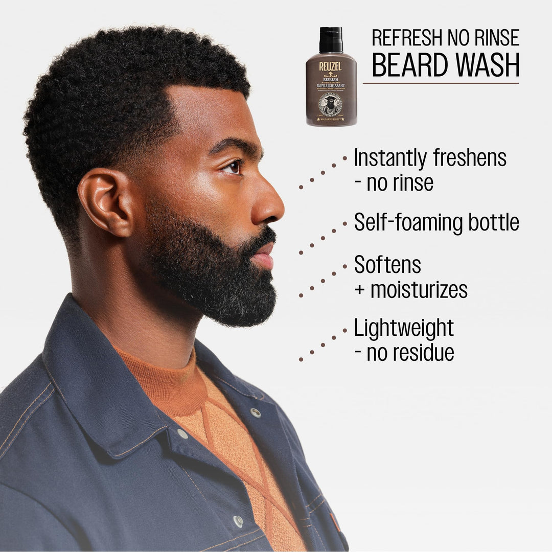 REUZEL Refresh No Rinse Beard Wash, 3.38 oz