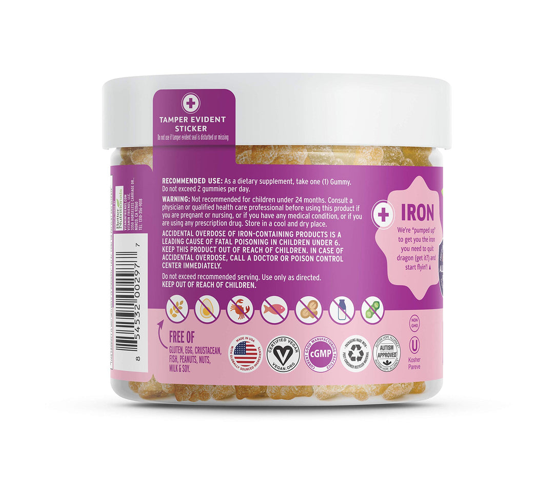 Vitamin Friends Kids Multivitamin and Iron Gummies, Strawberry, 60 Count
