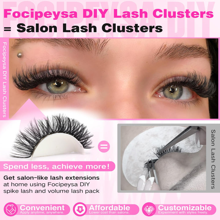 Focipeysa Fluffy Lash Extension Mink Thick Cluster Eyelash Extensions, 10-18mm, 300 Count