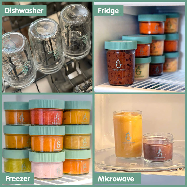 Sage Spoonfuls Baby Food Storage Jars with Lids, 4/8 oz, 6 Count