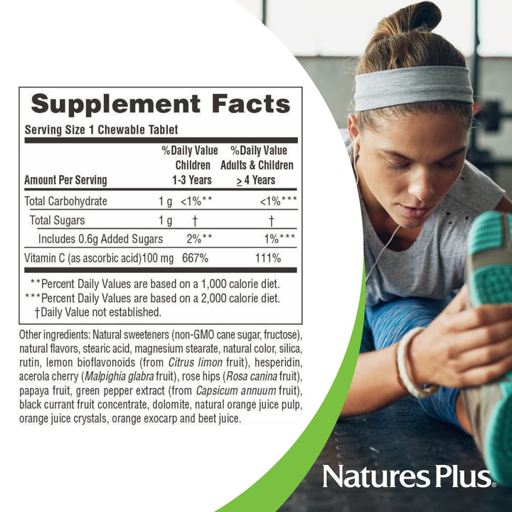 Nature's Plus Orange Juice Jr Vitamin C Supplement, 100 mg, 180 Count